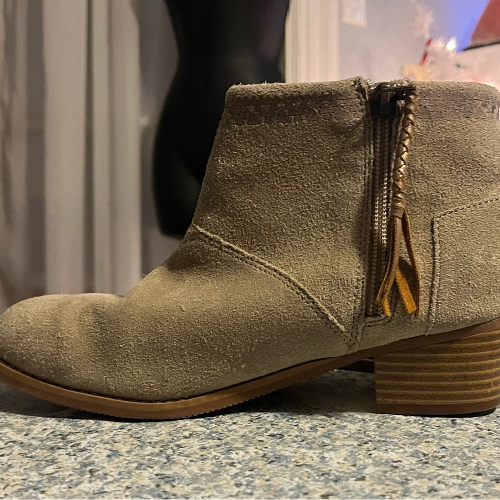 beige /  cream TOMS Zip Ankle Bootie- Like new, worn once indoors.